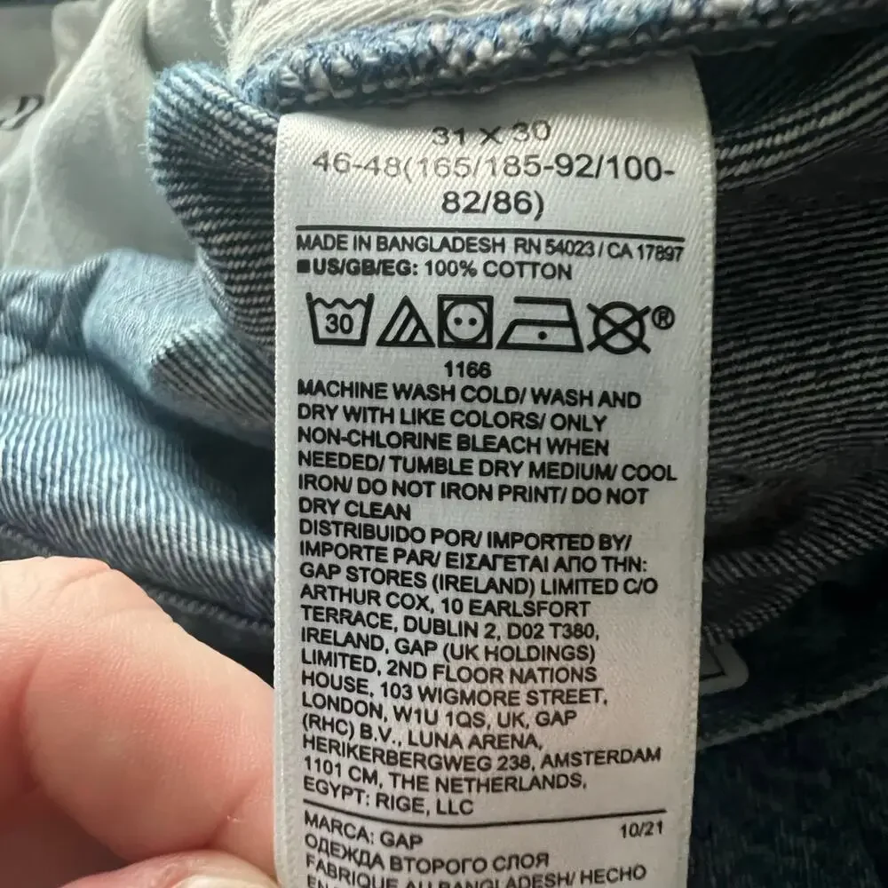 Gap Men’s Original Fit Medium Wash Distressed‎ Buttonfly Denim Jeans- Size 31x30